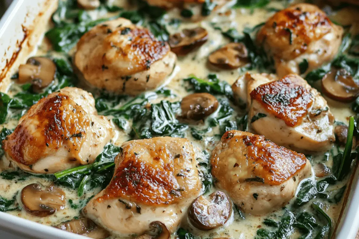 Chicken, Spinach, and Mushroom Low-Carb Oven Dish