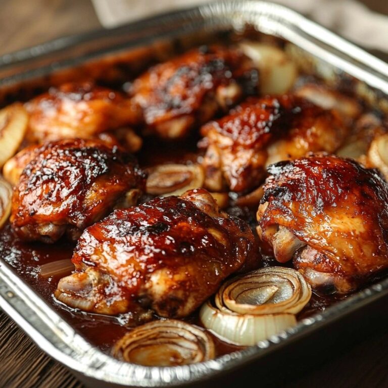 Baked Barbecue Chicken Thighs with Onions